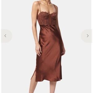 Cami Lara Dress - Elegant Brown Satin Slip Dress